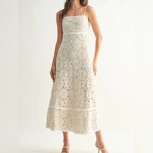 Camellia Women’s Elegant Crochet Lace Midi Dress